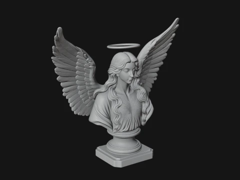 Winged Angel Woman Bust Statue Design 4 - 3D Print Model 3D Print Model