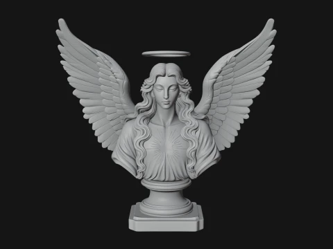 Winged Angel Woman Bust Statue Design 4 - 3D Print Model 3D Print Model