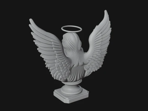 Winged Angel Woman Bust Statue Design 4 - 3D Print Model 3D Print Model