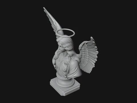 Winged Angel Woman Bust Statue Design 4 - 3D Print Model 3D Print Model