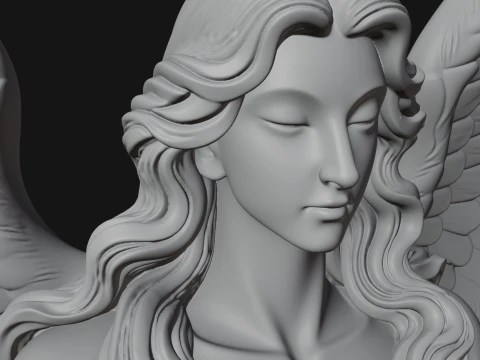 Winged Angel Woman Bust Statue Design 4 - 3D Print Model 3D Print Model