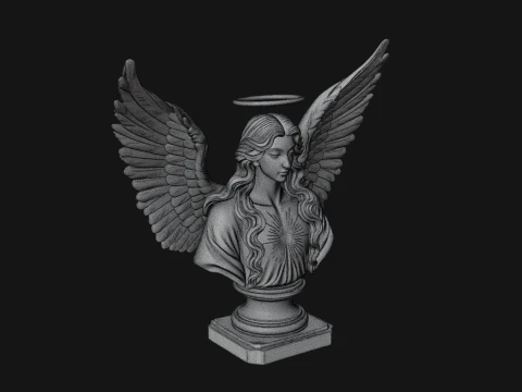 Winged Angel Woman Bust Statue Design 4 - 3D Print Model 3D Print Model