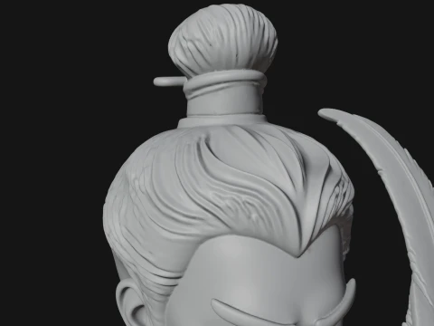 Winged Chinese General Bust Statue Design 3 - 3D Print Model 3D Print Model