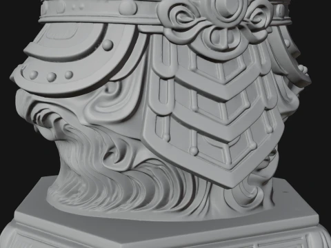 Winged Chinese General Bust Statue Design 3 - 3D Print Model 3D Print Model