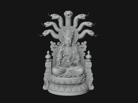 Naga Canopy Deity Statue Design 1 - 3D Print Model Modelo de Impressão 3D