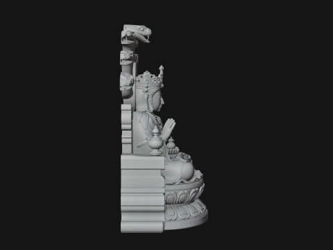Naga Canopy Deity Statue Design 1 - 3D Print Model Modelo de Impressão 3D