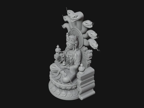 Naga Canopy Deity Statue Design 1 - 3D Print Model Modelo de Impressão 3D
