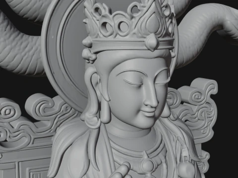 Naga Canopy Deity Statue Design 1 - 3D Print Model Modelo de Impressão 3D