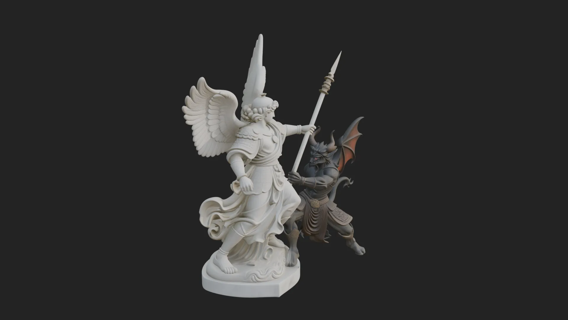 Archangel Michael Warrior Statue Design 14 - 3D Print Model 3D Druckmodell .c4d .max .obj .3ds .fbx .stl .blend 