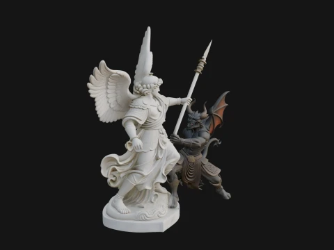 Archangel Michael Warrior Statue Design 14 - 3D Print Model Modelo de impresión 3D
