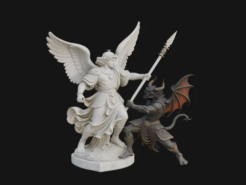 Archangel Michael Warrior Statue Design 14 - 3D Print Model 3D Druckmodell