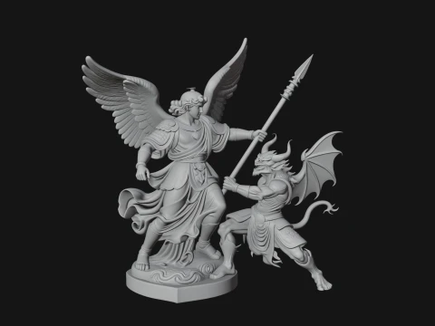 Archangel Michael Warrior Statue Design 14 - 3D Print Model 3D Druckmodell