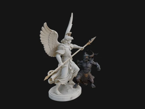 Archangel Michael Warrior Statue Design 15 - 3D Print Model 3D Druckmodell