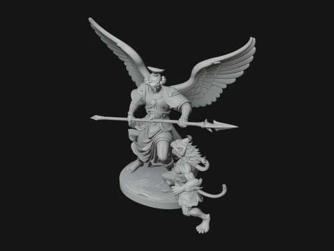 Archangel Michael Warrior Statue Design 15 - 3D Print Model 3D Druckmodell