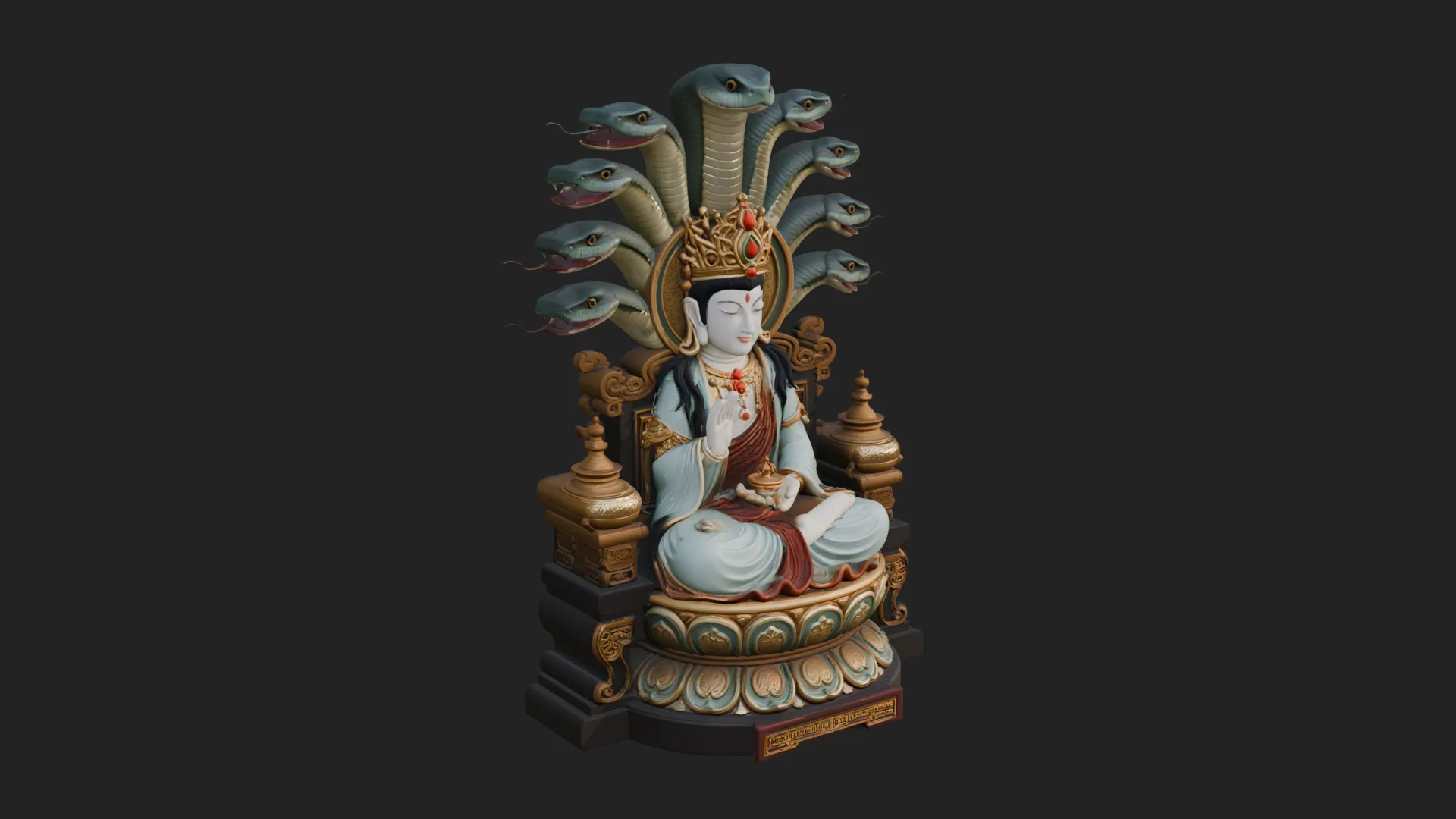 Naga Canopy Deity Statue Design 2 - 3D Print Model 3D Принт Модель .c4d .max .obj .3ds .fbx .stl .blend