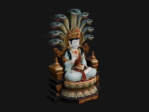 Naga Canopy Deity Statue Design 2 - 3D Print Model Modelo de impresión 3D