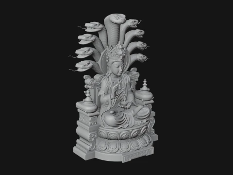 Naga Canopy Deity Statue Design 2 - 3D Print Model 3D Принт Модель