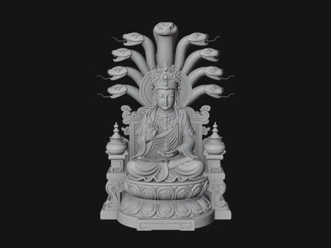 Naga Canopy Deity Statue Design 2 - 3D Print Model 3D Принт Модель