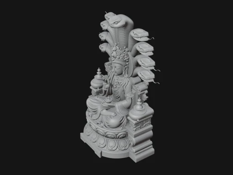 Naga Canopy Deity Statue Design 2 - 3D Print Model 3D Принт Модель