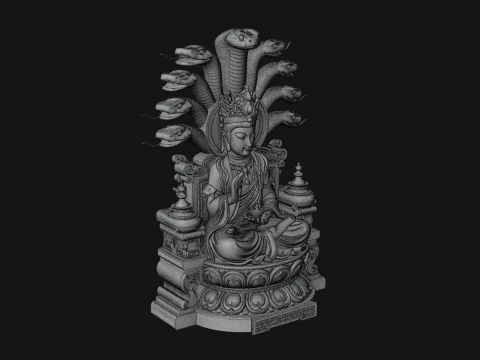 Naga Canopy Deity Statue Design 2 - 3D Print Model 3D Принт Модель