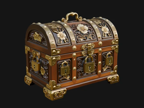 Treasure Chest Model Design 2 - 3D Print Model 3D Druckmodell