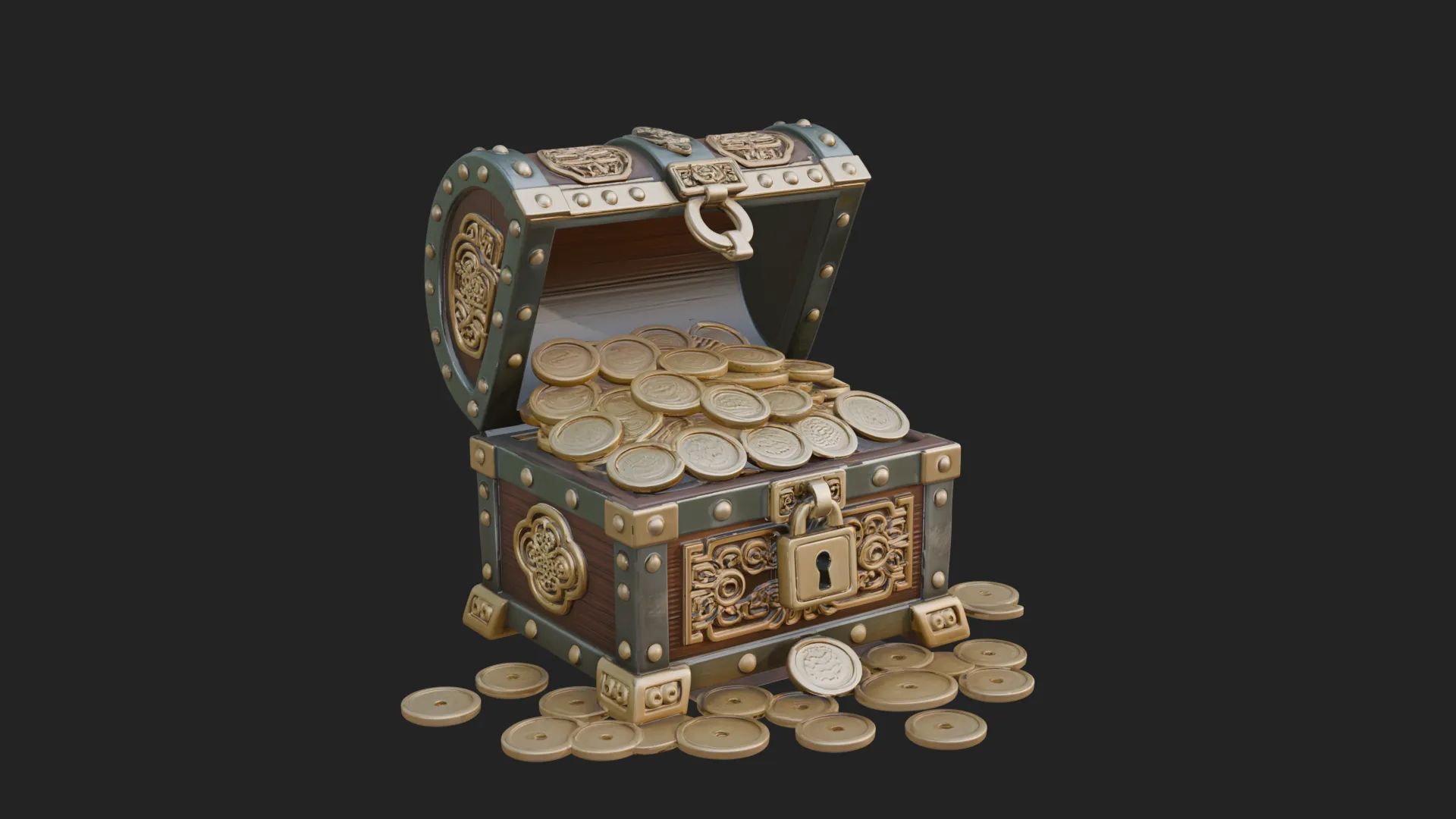 Treasure Chest Model Design 3 - 3D Print Model 3D Druckmodell .c4d .max .obj .3ds .fbx .stl .blend 