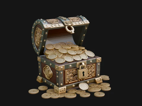 Treasure Chest Model Design 3 - 3D Print Model 3D Druckmodell
