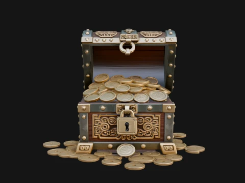 Treasure Chest Model Design 3 - 3D Print Model 3D Druckmodell