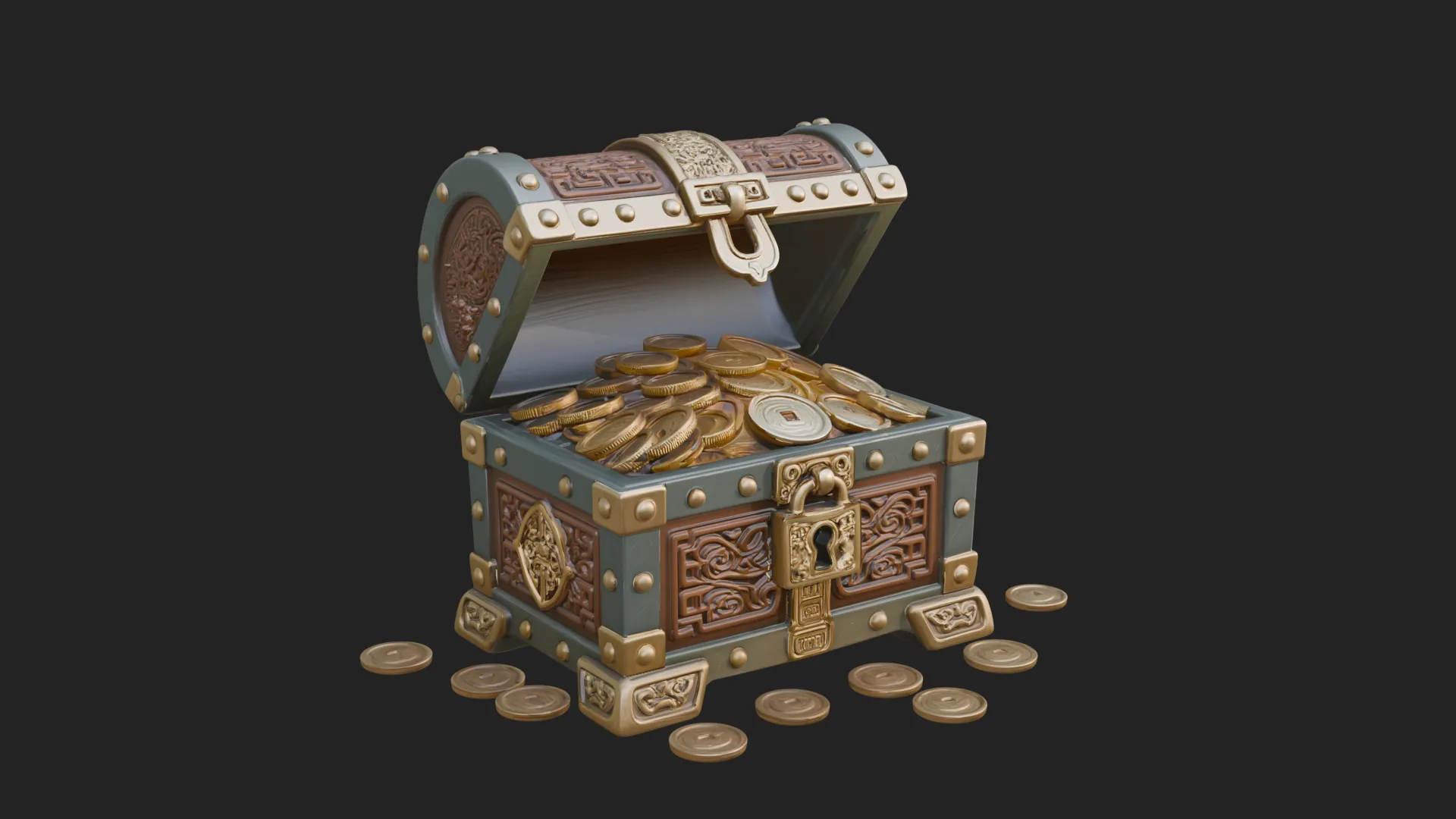 Treasure Chest Model Design 5 - 3D Print Model 3D Druckmodell .c4d .max .obj .3ds .fbx .stl .blend 