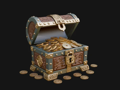 Treasure Chest Model Design 5 - 3D Print Model 3D Druckmodell