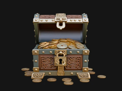 Treasure Chest Model Design 5 - 3D Print Model 3D Druckmodell