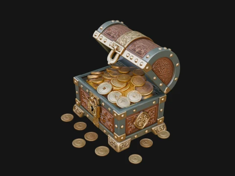 Treasure Chest Model Design 5 - 3D Print Model 3D Druckmodell