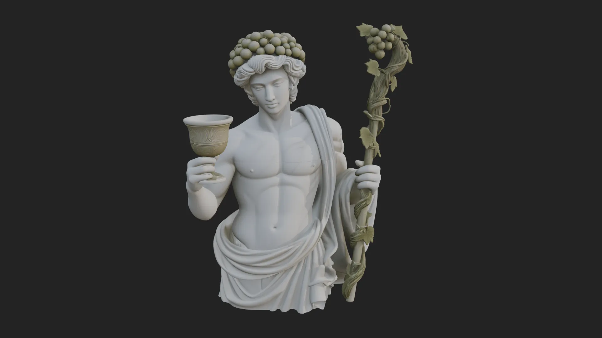 Dionysus with Wine Cup Statue Design 1 - 3D Print Model Modèles 3D en vedette .c4d .max .obj .3ds .fbx .stl .blend 