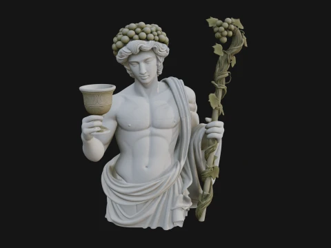 Dionysus with Wine Cup Statue Design 1 - 3D Print Model 3D Print Model