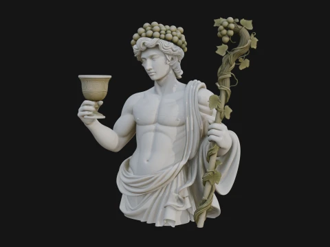 Dionysus with Wine Cup Statue Design 1 - 3D Print Model Modèles 3D en vedette