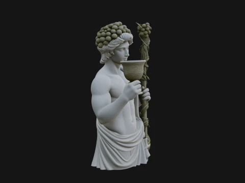 Dionysus with Wine Cup Statue Design 1 - 3D Print Model Modèles 3D en vedette