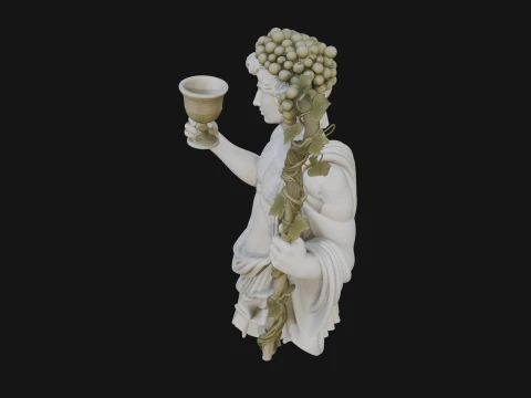 Dionysus with Wine Cup Statue Design 1 - 3D Print Model Modèles 3D en vedette