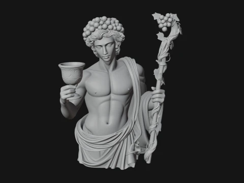 Dionysus with Wine Cup Statue Design 1 - 3D Print Model Modèles 3D en vedette