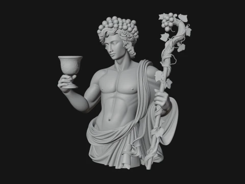 Dionysus with Wine Cup Statue Design 1 - 3D Print Model Modèles 3D en vedette
