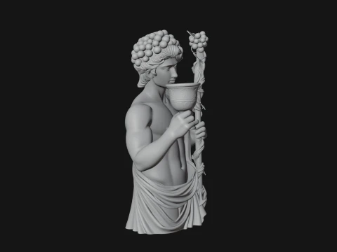 Dionysus with Wine Cup Statue Design 1 - 3D Print Model Modèles 3D en vedette