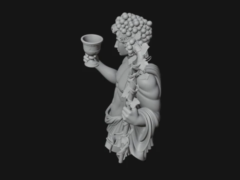 Dionysus with Wine Cup Statue Design 1 - 3D Print Model Modèles 3D en vedette