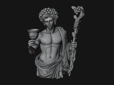 Dionysus with Wine Cup Statue Design 1 - 3D Print Model Modèles 3D en vedette