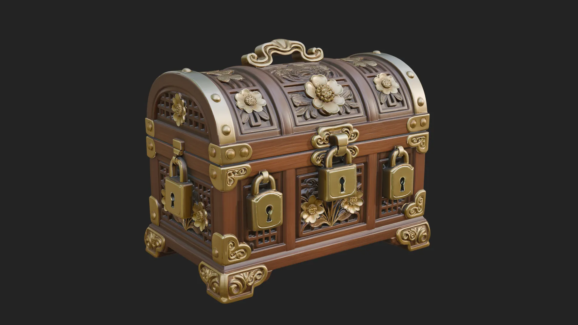 Treasure Chest Model Design 6 - 3D Print Model 3D Druckmodell .c4d .max .obj .3ds .fbx .stl .blend 