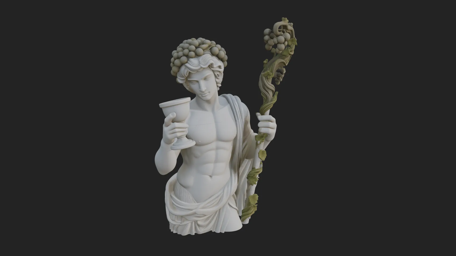 Dionysus with Wine Cup Statue Design 2 - 3D Print Model 3D Print Model .c4d .max .obj .3ds .fbx .stl .blend 