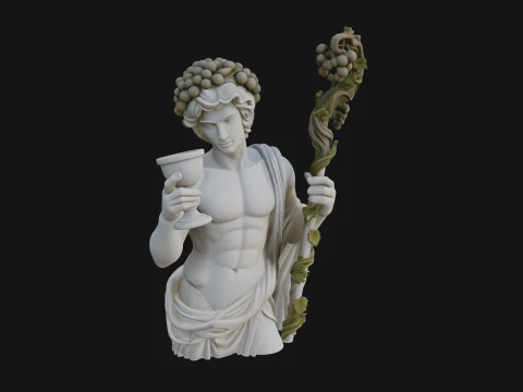Dionysus with Wine Cup Statue Design 2 - 3D Print Model 3D Print Model