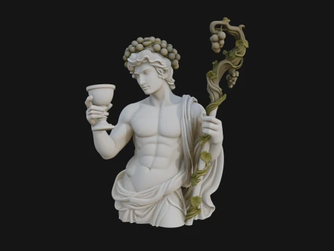 Dionysus with Wine Cup Statue Design 2 - 3D Print Model 3D Print Model