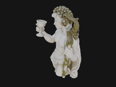 Dionysus with Wine Cup Statue Design 2 - 3D Print Model 3D Print Model