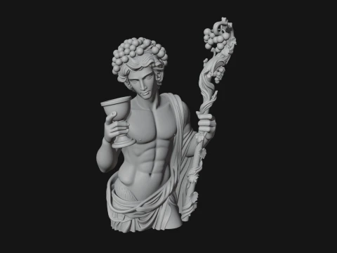 Dionysus with Wine Cup Statue Design 2 - 3D Print Model 3D Print Model