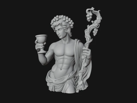 Dionysus with Wine Cup Statue Design 2 - 3D Print Model 3D Print Model