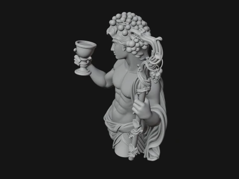 Dionysus with Wine Cup Statue Design 2 - 3D Print Model 3D Print Model